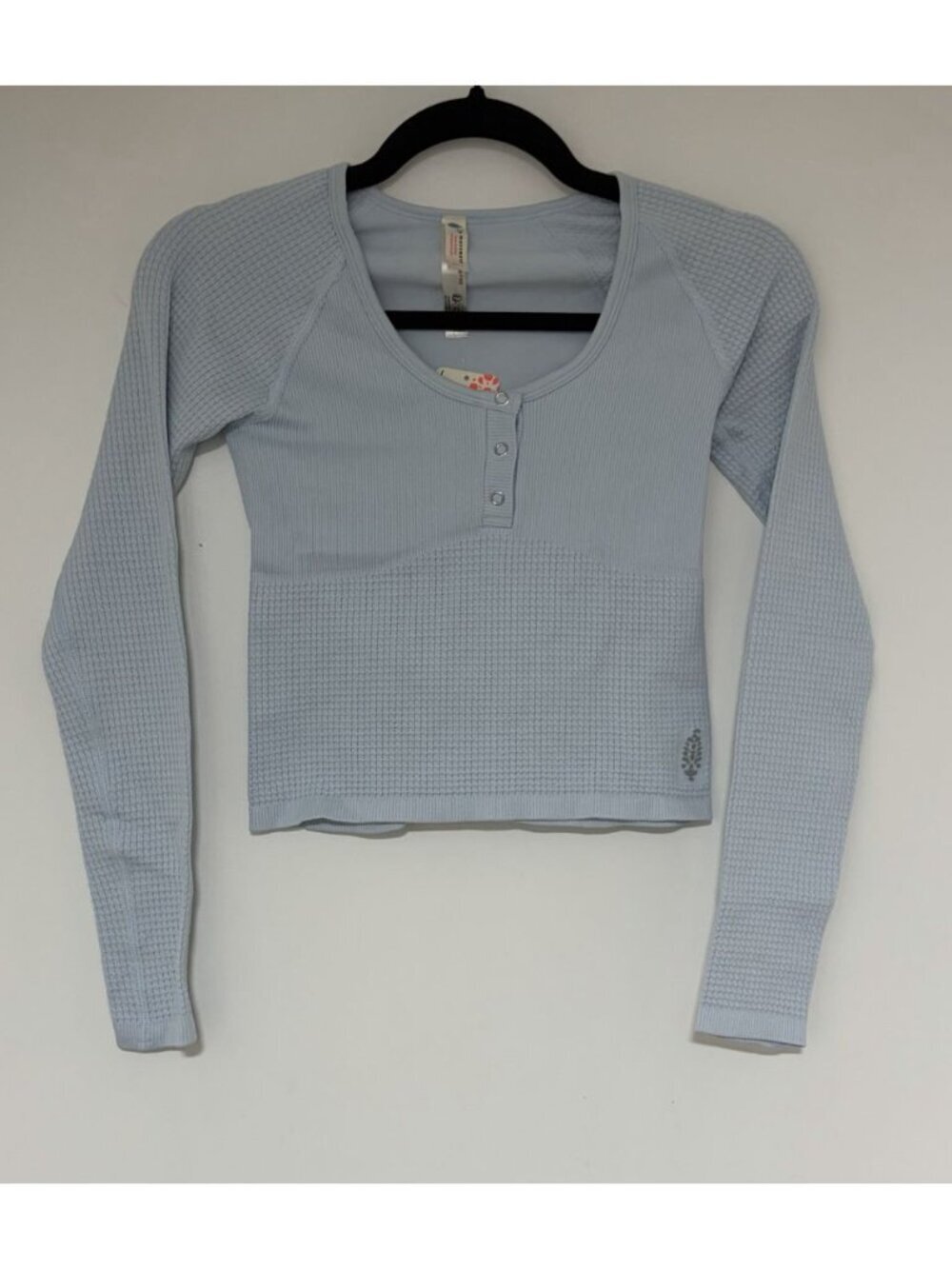 Free People Long Sleeve Bali Out Artic Snow Crop Top Size XS/S New - Picture 2 of 6